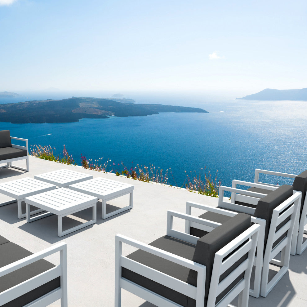 Mykonos Patio Club Chair White With Acrylic Fabric Charcoal Cushion