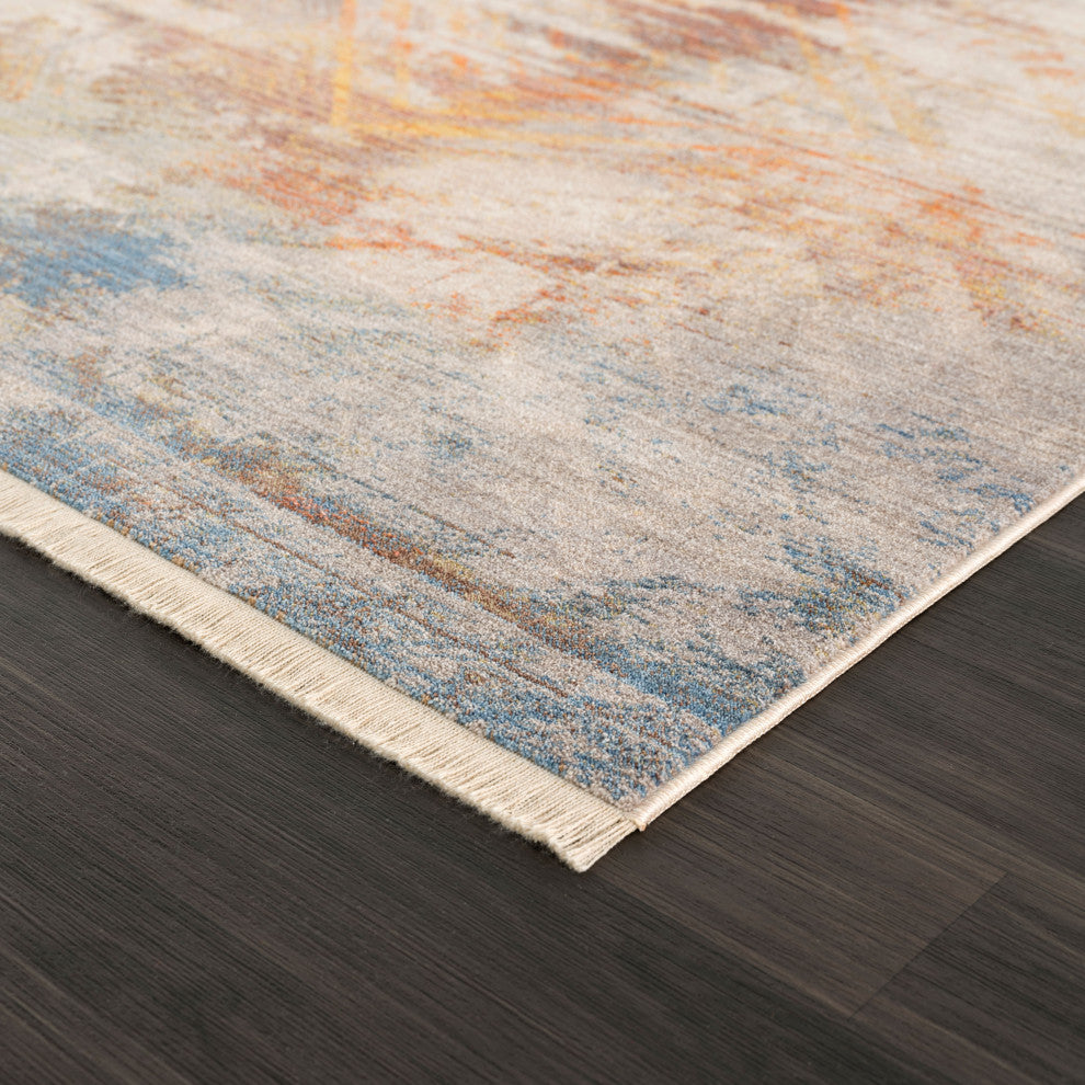 Distressed Geometric Area Rug, 2' X 6'