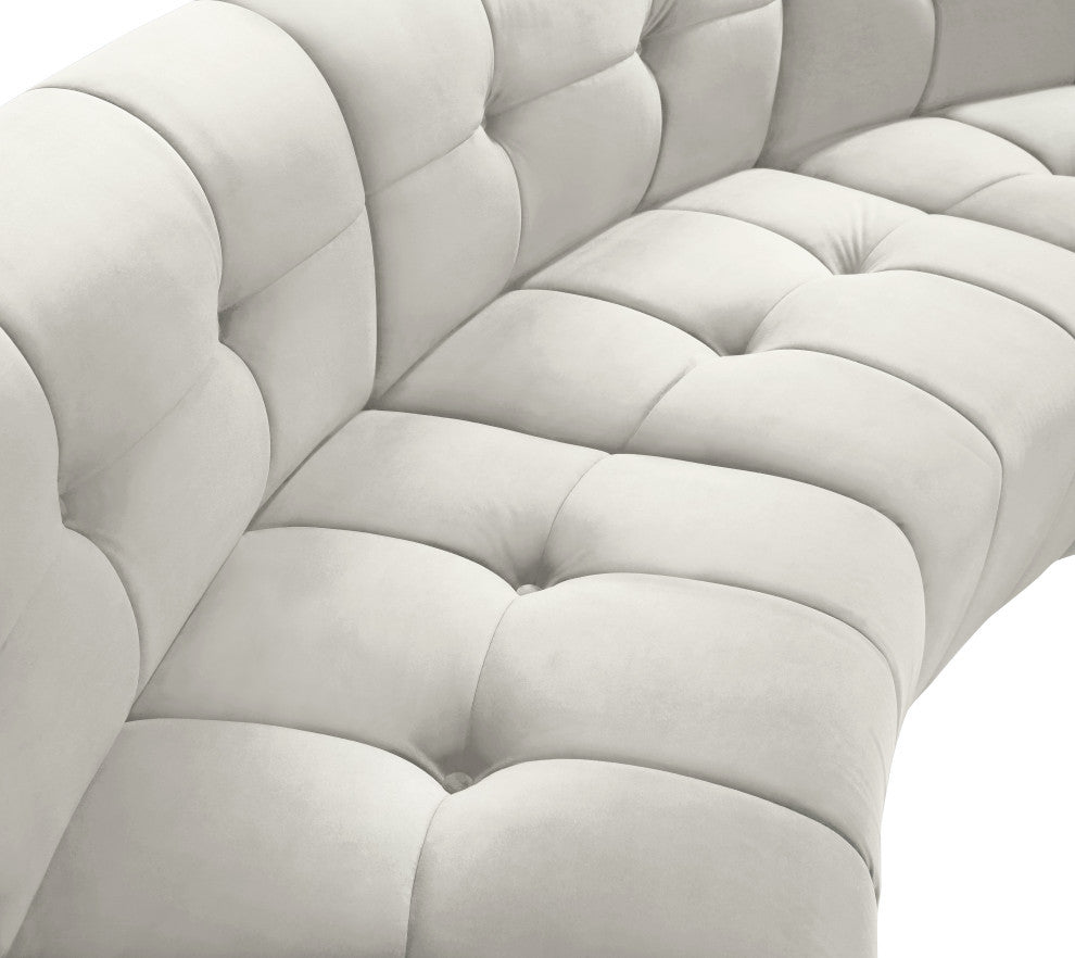 Limitless Velvet Upholstered 2-Piece Modular Sectional, Cream