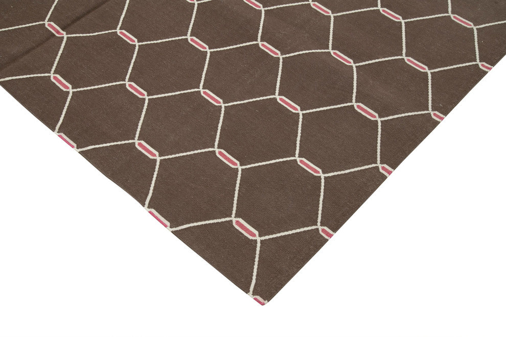 Rug N Carpet - Handmade Wool 6' 3'' x 8' 11'' Modern Design Dhurrie Kilim Rug