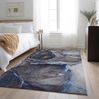 Premium Machine Washable Mayfield AMF525 Navy 9' x 12' Rug