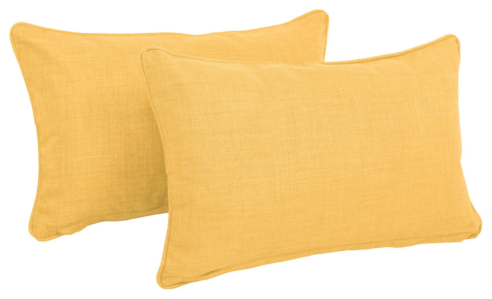 20"x12" Outdoor Spun Polyester Back Support Pillows, Set of 2, Lemon