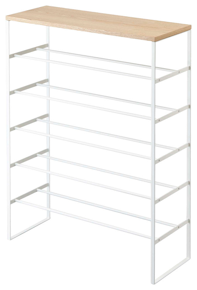 Tower 6-Tier Wood Top Shoe Rack, White