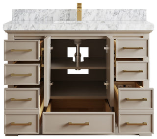 Charlotte 48" Single Sink Bath Vanity in Fine Grain 2" Carrara Marble