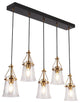 LNC 5-Light Black and Polished Gold Modern Linear Large Kitchen Island Light