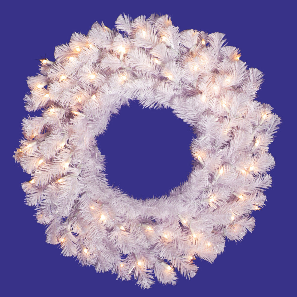 Vickerman Crystal White Spruce Wreath, 24", Clear Lights