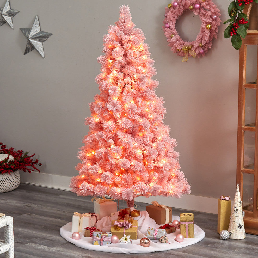 7' Holiday Pink Cashmere Artificial Christmas Tree With 300 LED lights