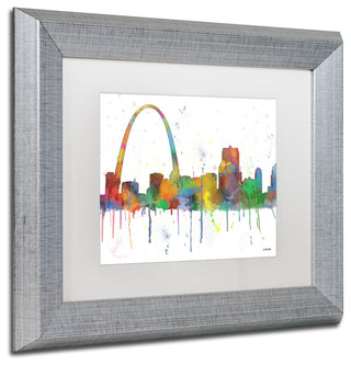 Watson 'Gateway Arch St Louis Skyline' Art, Silver Frame, 11"x14", White Matte