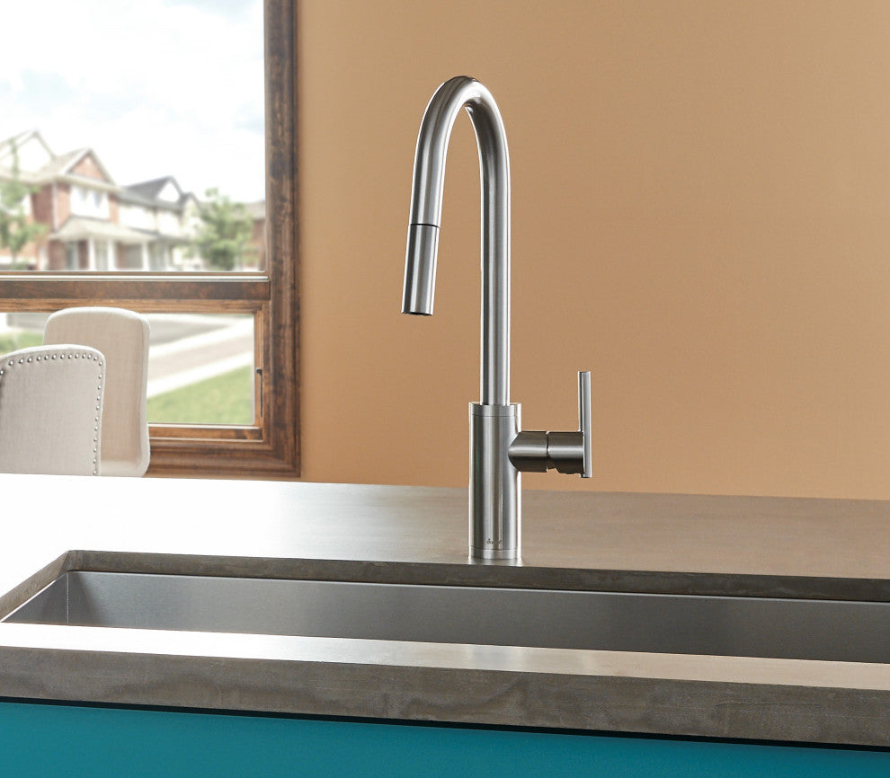 Parma Cafe Pull-Down Kitchen Faucet w/ SnapBack Retraction, Stainless Steel