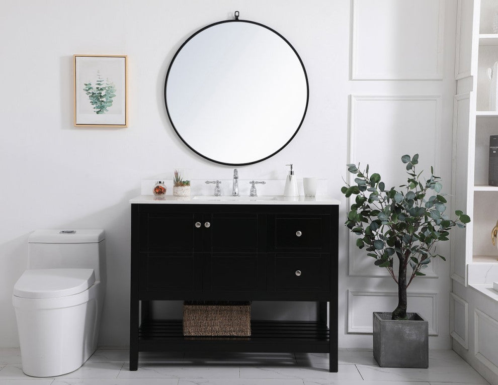 Tobias 42" Single Bathroom Vanity, Black With Backsplash