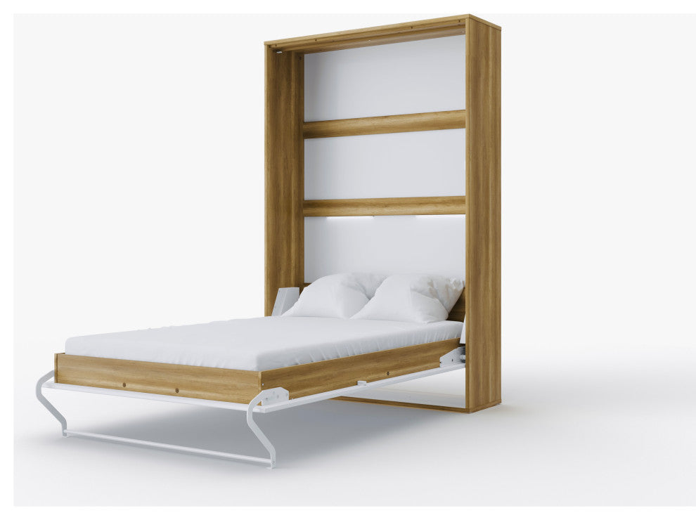 Contempo Vertical Wall Bed, 47.2 x 78.7 inch, Country Oak/White Gloss