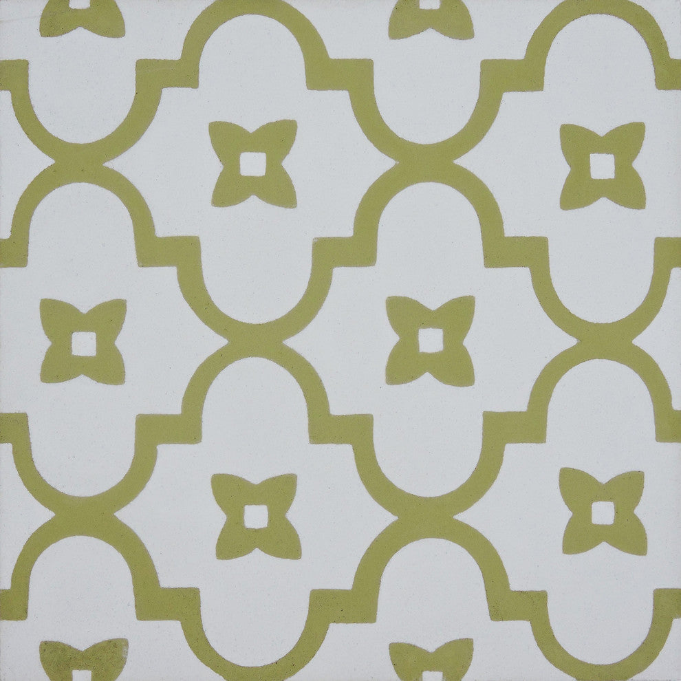 8"x8" Gueliz Handmade Cement Tile, Gold/White, Set of 12