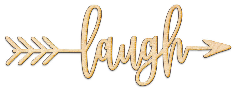 Laugh Right Arrow Wood Sign Wall Decor Unfinished, 12"x4"