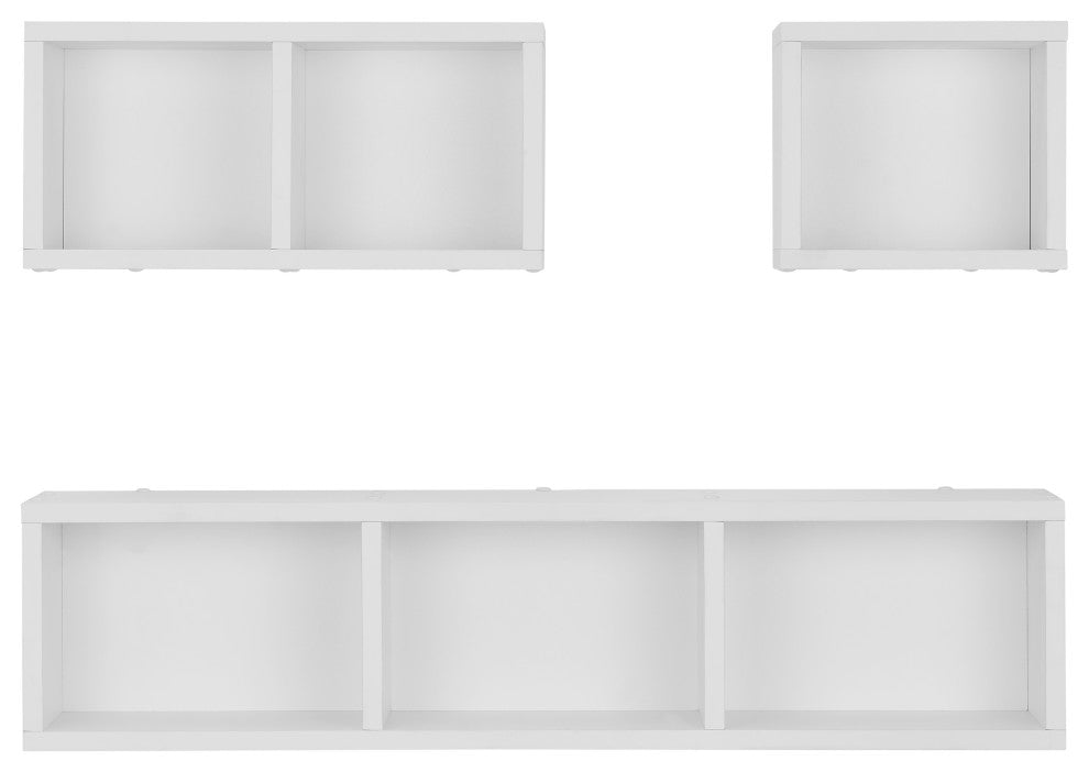 Danya B. Bauhaus Floating Geometric Cubby Wall Shelves Set of 3 Sizes, White