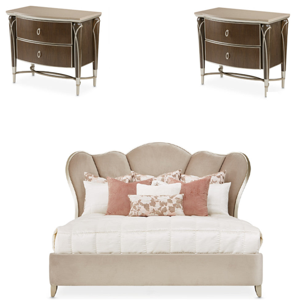 AICO Furniture Villa Cherie 3 Piece Cali Bedroom Set