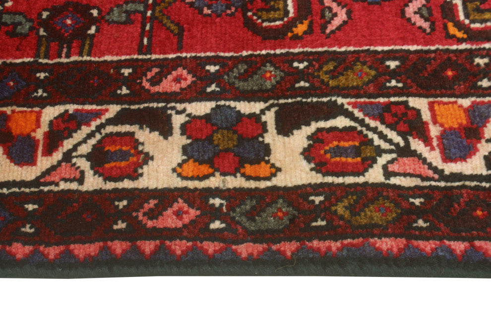 Fine Vintage Distressed Ramazan Red/Ivory Runner, 3'7 x 10'6
