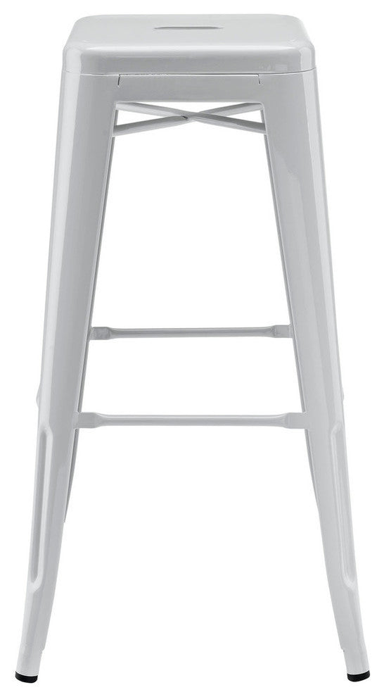 Modern Contemporary Dining Kitchen Metal Bar Stools, Gray, Set of 2