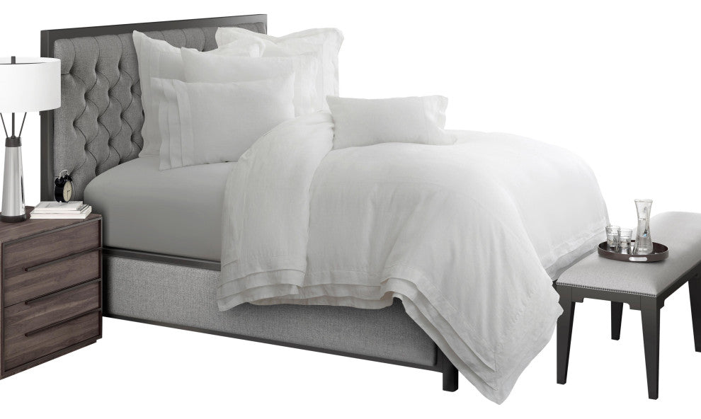 Addison 7-Piece King Linen Duvet Set - White