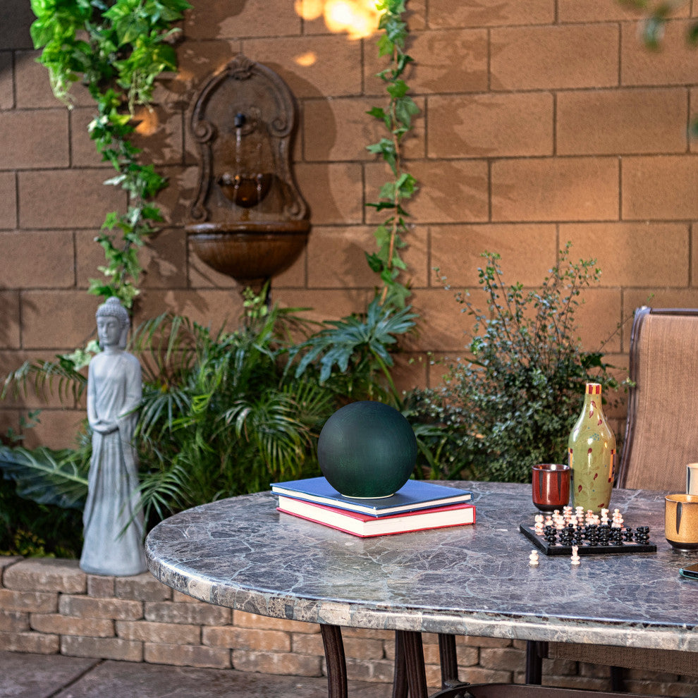 Green Textured Glass Gazing Globe with LED Lights