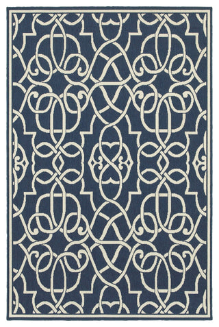 Oriental Weavers Meridian Navy/Ivory Geometric Indoor/Outdoor Rug 7'10"X10'10"