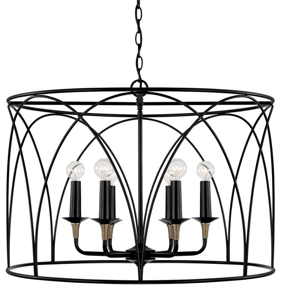 Capital Lighting 345661 Amara 6 Light 28"W Drum Chandelier - Matte Black with