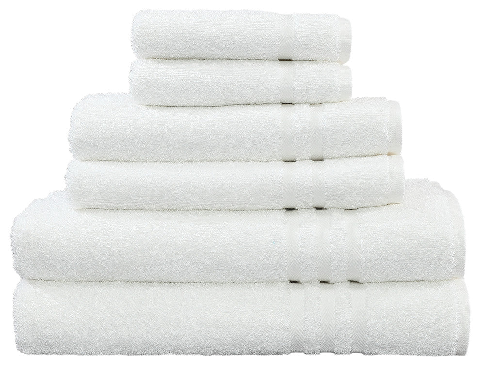 Denzi Towel Set, White, 6 Piece