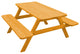 Pine Picnic Table with Attached Benches, Natural Stain, 5 Foot
