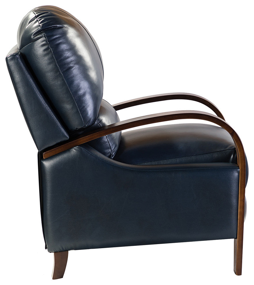 Amanda Genuine Leather Manual Recliner, Navy