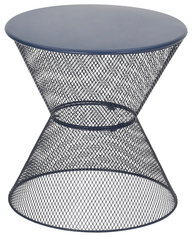 Doreen Modern Outdoor Iron Side Table, Matte Navy Blue