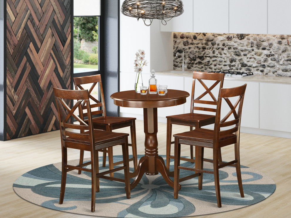 5 Pc Counter Height Dining Set -Pub Table And 4 Dining Chairs