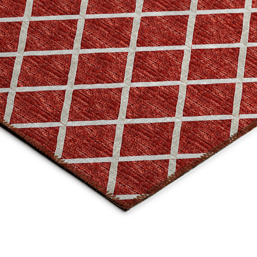 Indoor/Outdoor York YO1 Red Machine Washable 1'8" x 2'6" Rug