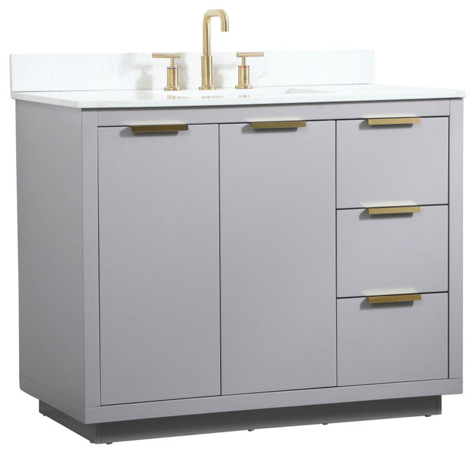 42" Single Bathroom Vanity, Gray, With Backsplash