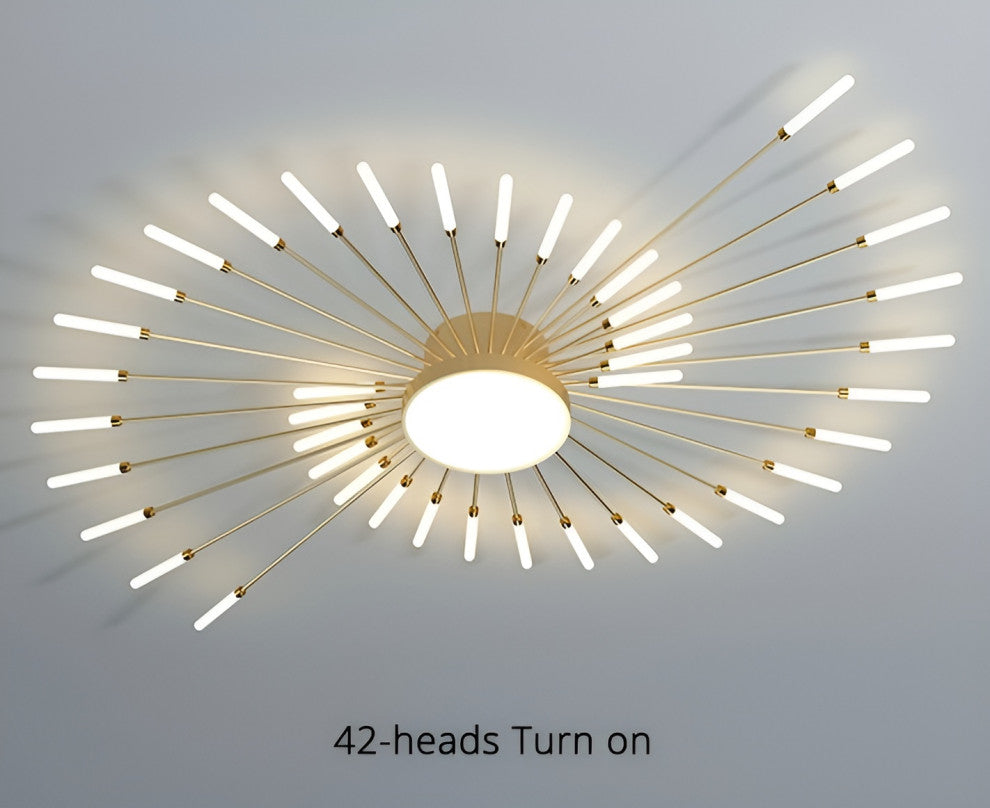 Yverdon-les-Bains | Creative Spiral LED Ceiling Light, Gold, 42 Heads