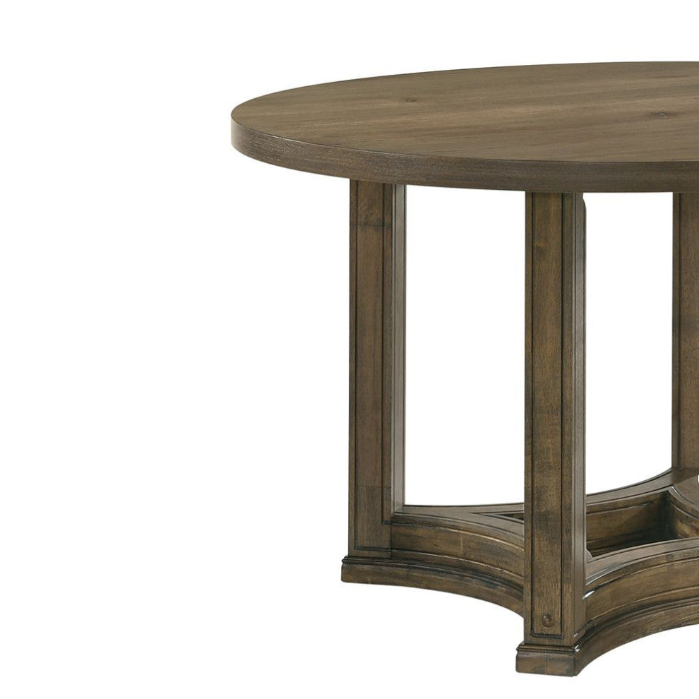 Parfield 47"W Wooden Round Dining Table, Walnut