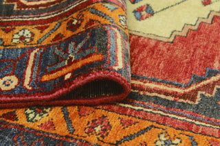 Fine Vintage Distressed Kristoph Red/Navy Runner, 3'1 x 9'5