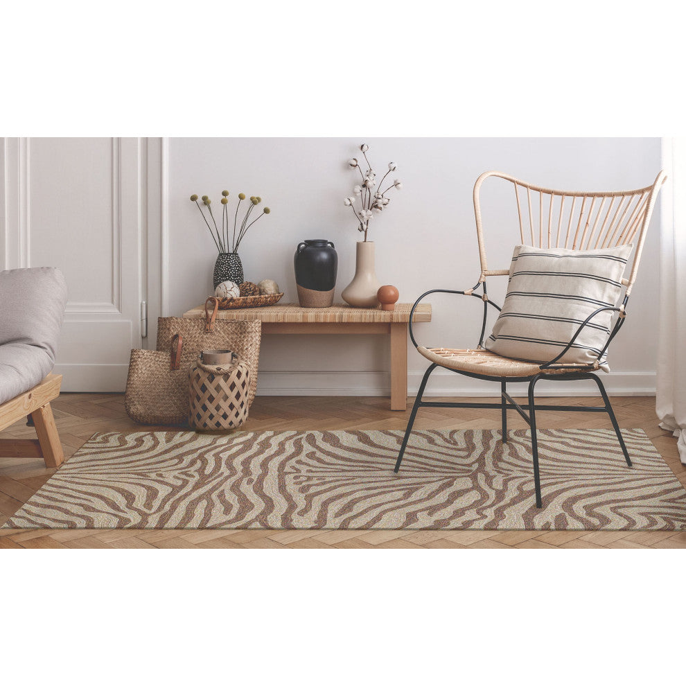 Ravella Zebra Indoor/Outdoor Rug, Brown, 3'6"x5'6'
