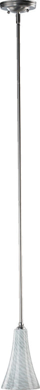 White Fluted Pendant, Satin Nickel