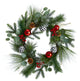 W1270 24 Berry and Pinecone Artificial Christmas Wreath With Ornaments