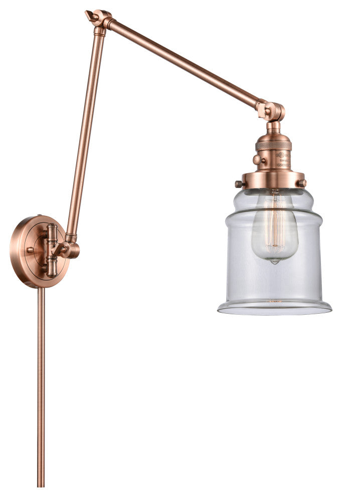 Canton Swing Arm With Switch, Antique Copper, Clear, Clear