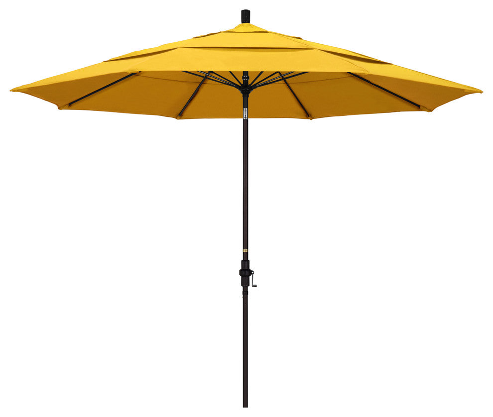 11' Bronze Collar Tilt Lift Fiberglass Rib Aluminum Umbrella, Olefin, Lemon