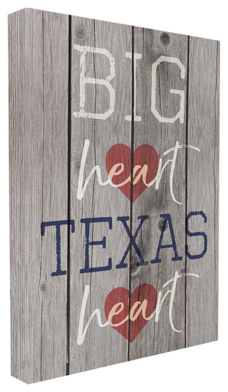 'Big Heart Texas Heart', Stretched Canvas, 24"x1.5"x30"