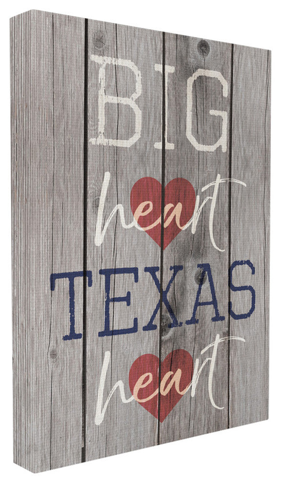 'Big Heart Texas Heart', Stretched Canvas, 24"x1.5"x30"