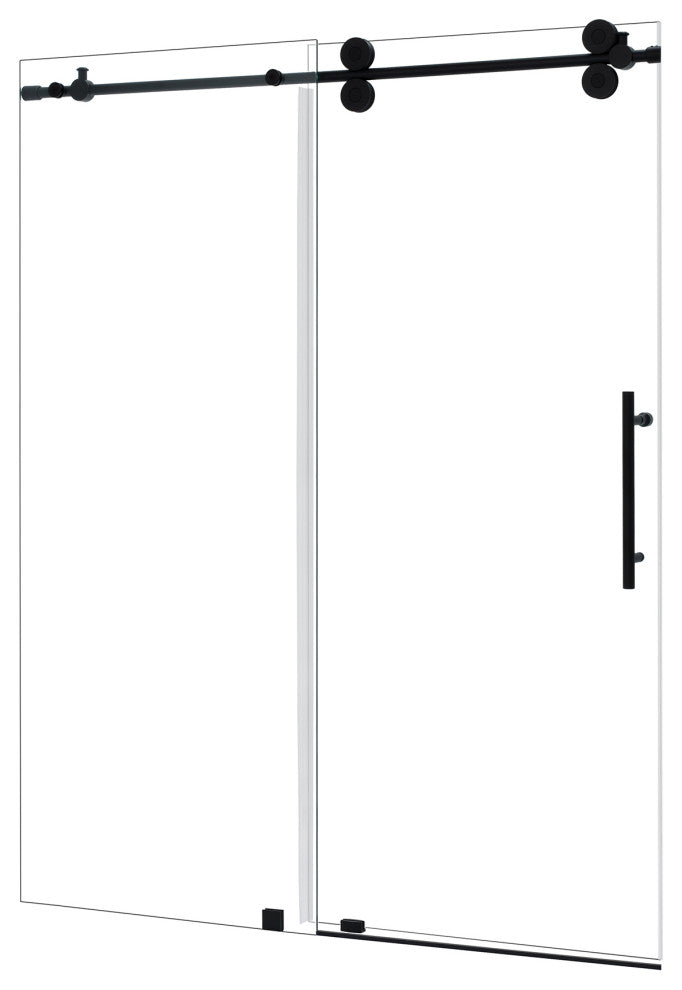 Lazaro Single Sliding Frameless Shower Door, Clear, Matte Black, 60"wx78"h