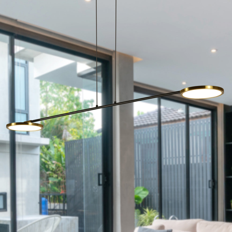 Torino 39" ETL Certified Integrated LED Pendant, Antique Brass
