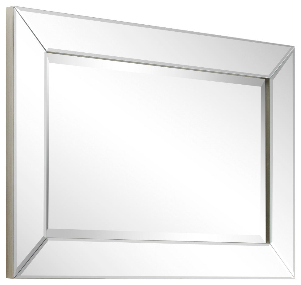 Antique Beveled Rectangle Wall Mirror, 1" Beveled Center, Wood Frame, 30"x20"