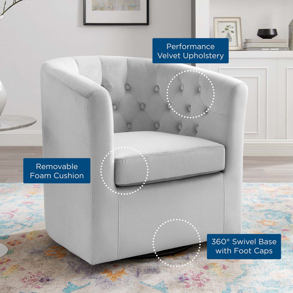 Tufted Armchair Accent Chair, Velvet, Gray, Modern, Lounge Hospitality