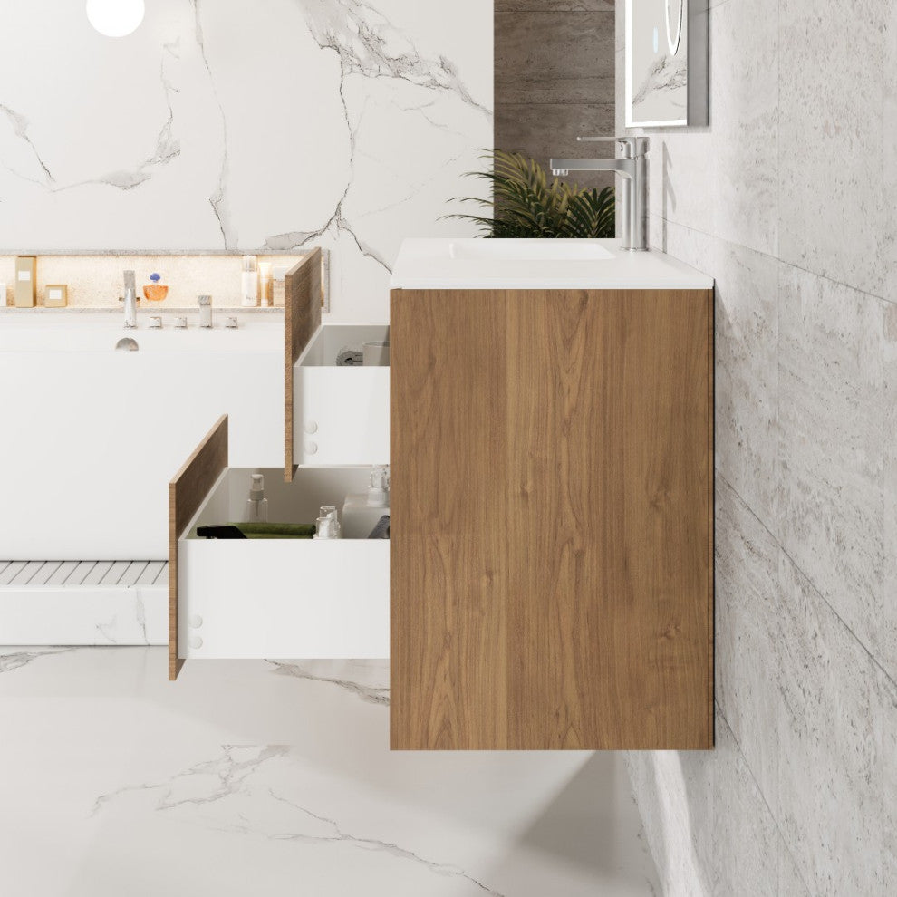 Eviva Prancer 36" Oak Wall Mount Bathroom Vanity
