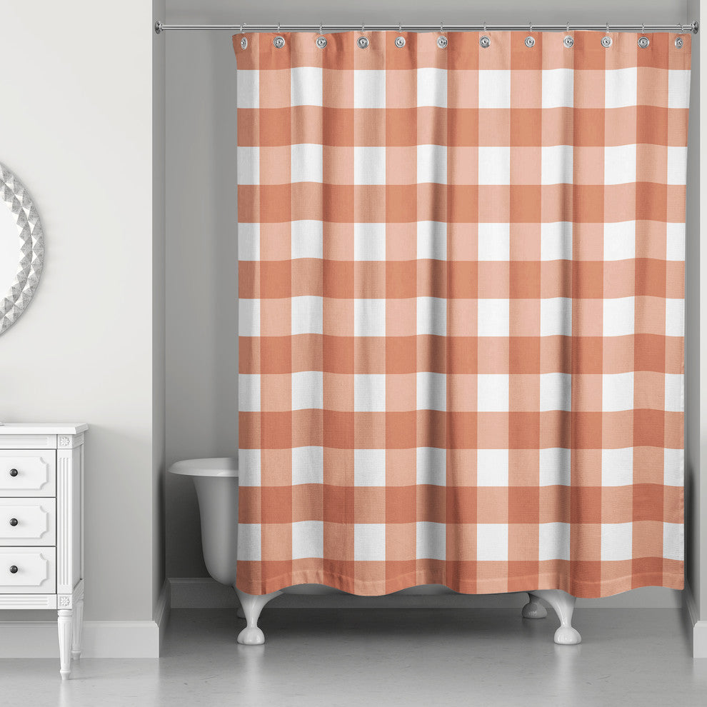 Orange Buffalo Check 71x74 Shower Curtain