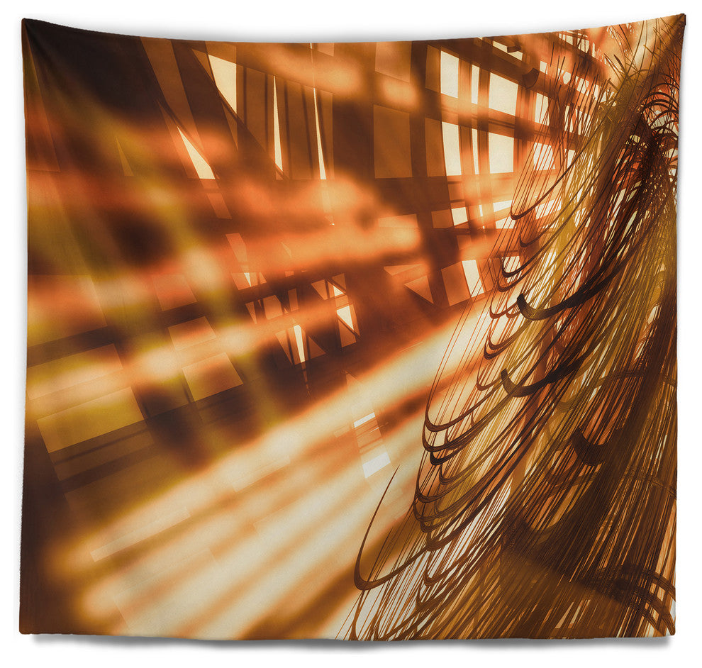Fractal 3D Brown Bold Tangle Contemporary Wall Tapestry, 39"x32"