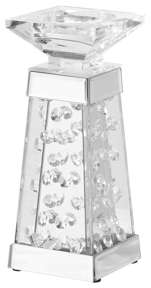 Sparkle 4" Contemporary Crystal Candleholder, Clear
